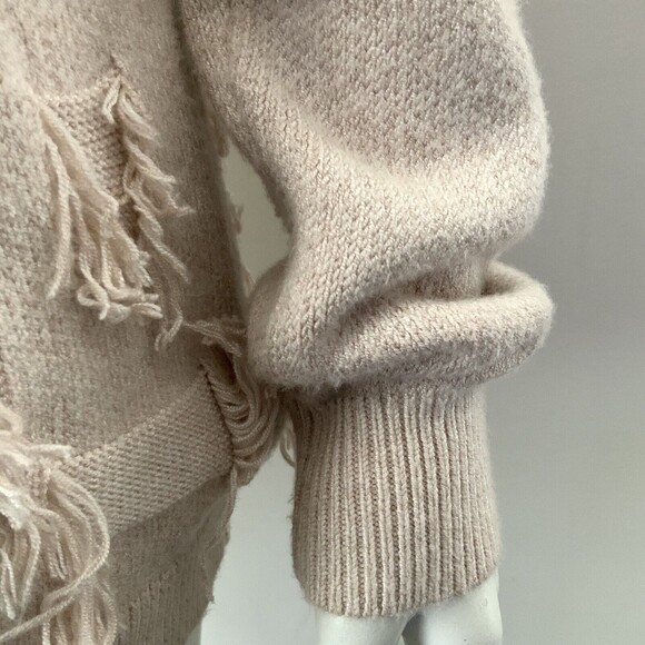 Harper Lane Long Sleeve Cowl Neck Fringe Accent Sweater Blush S - Picture 5 of 7